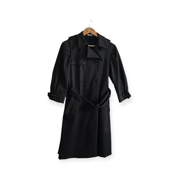 Miu Miu Fall Winter 2007 Black Belted Trench Coat Size 42 IT / US 6 - Picture 2 of 13